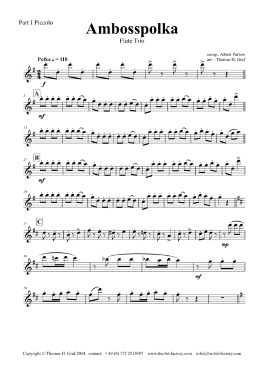 Amboss-Polka - German Polka - Oktoberfest - Flute Trio Flute Trio scores gallery preview page 5