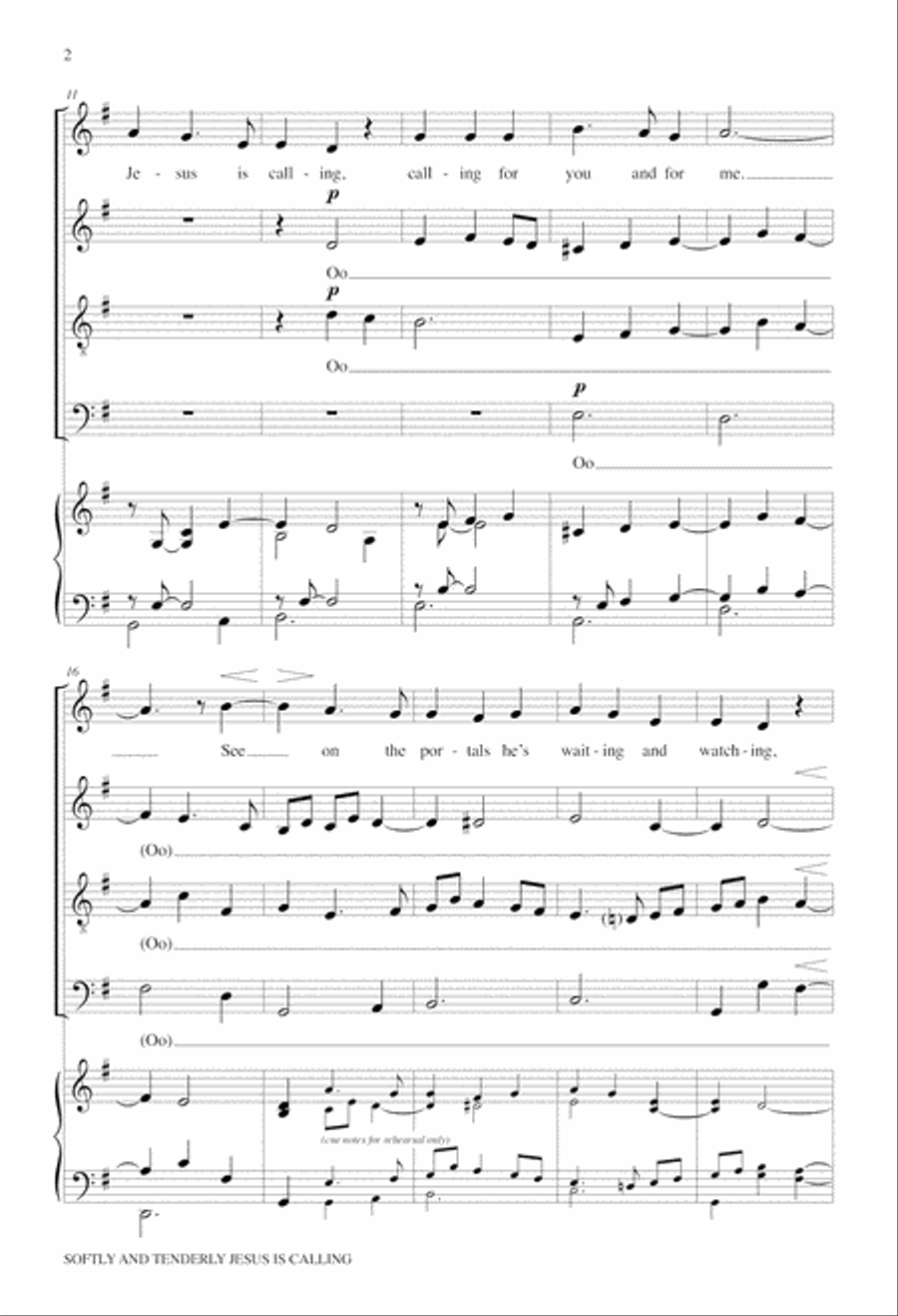 Softly and Tenderly Jesus Is Calling 4-Part scores gallery preview page 2