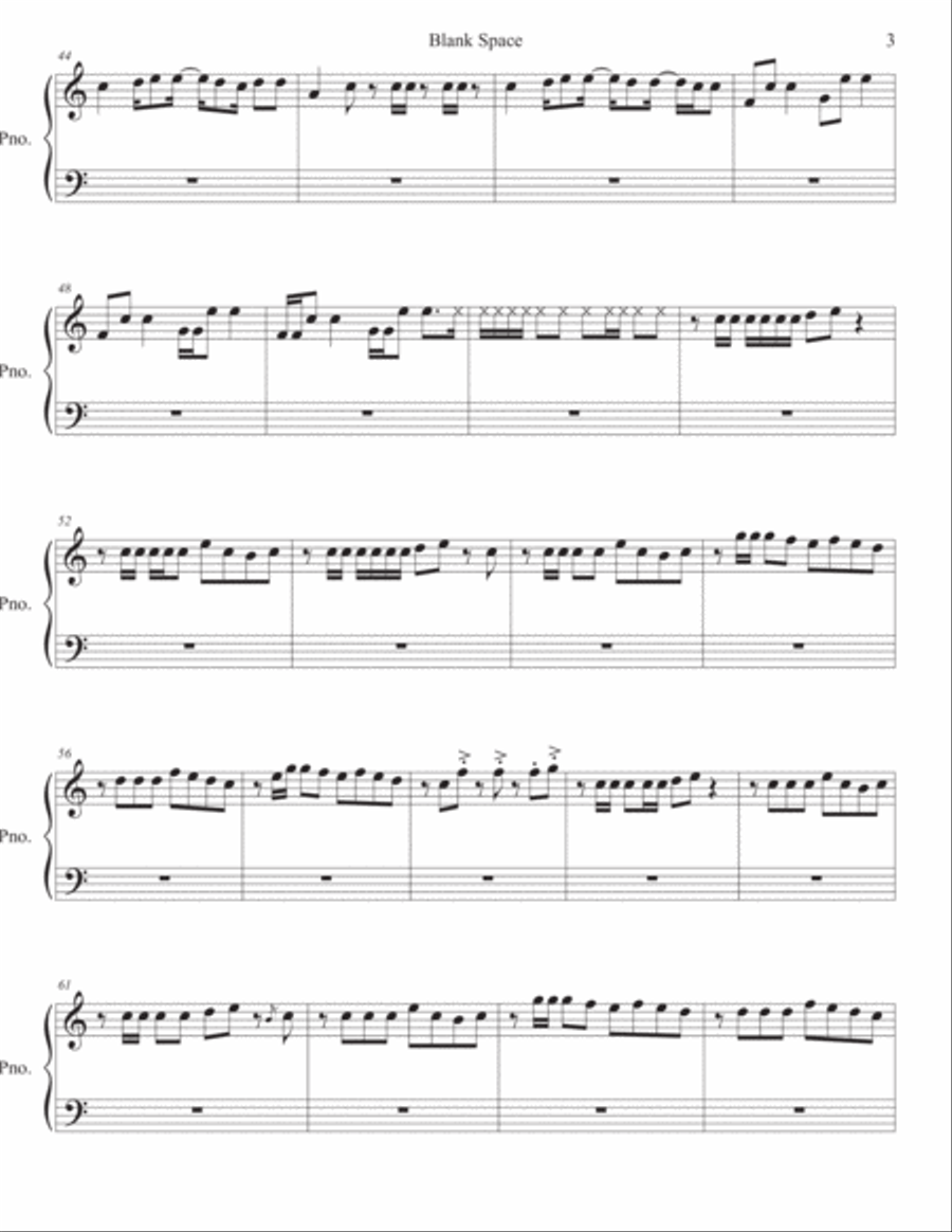 Blank Space Blank Space Easy Piano scores gallery preview page 3