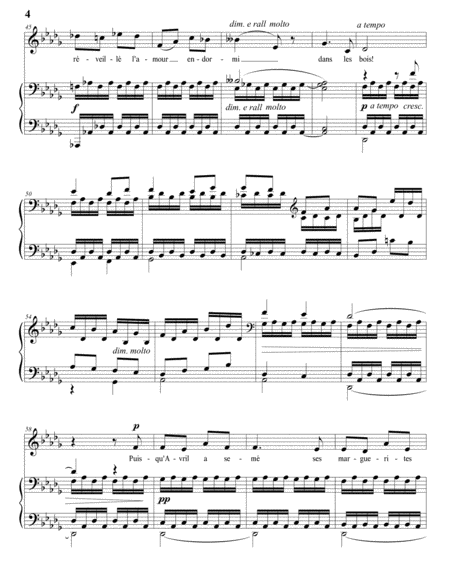 BIZET: Chanson d'Avril (transposed to D-flat major)