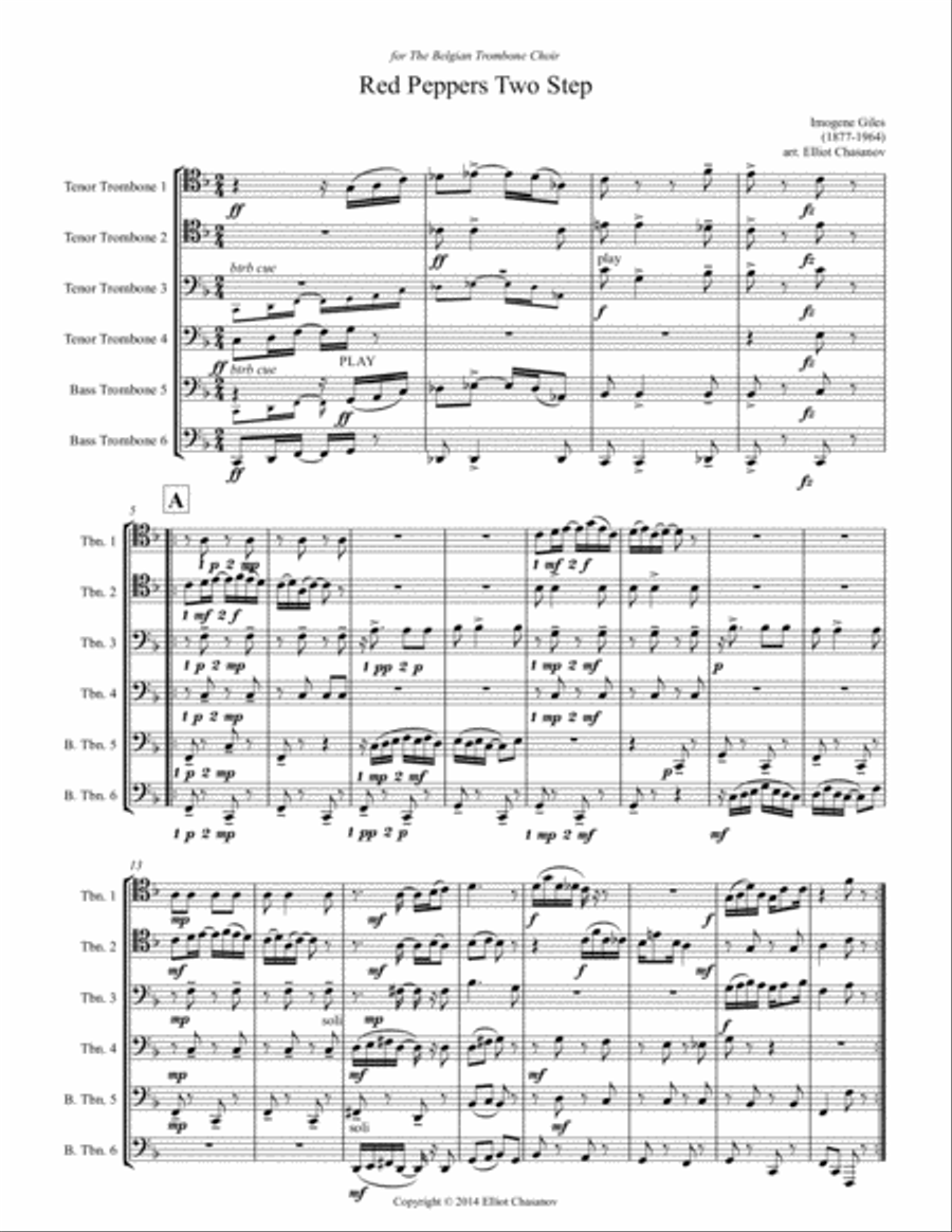 Red Pepper Two-Step for 6 trombones Brass Ensemble scores gallery preview page 1