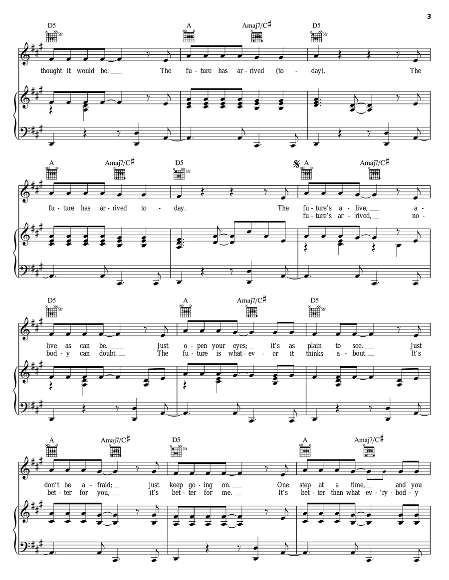 The Future Has Arrived Piano, Vocal, Guitar scores gallery preview page 3
