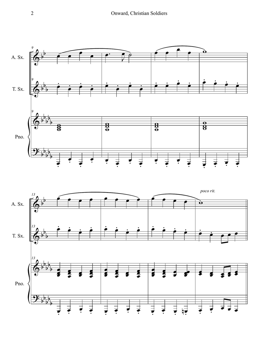 Onward Christian Soldiers (Alto and Tenor Sax Duet with Piano Accompaniment) Woodwind Duet scores gallery preview page 2