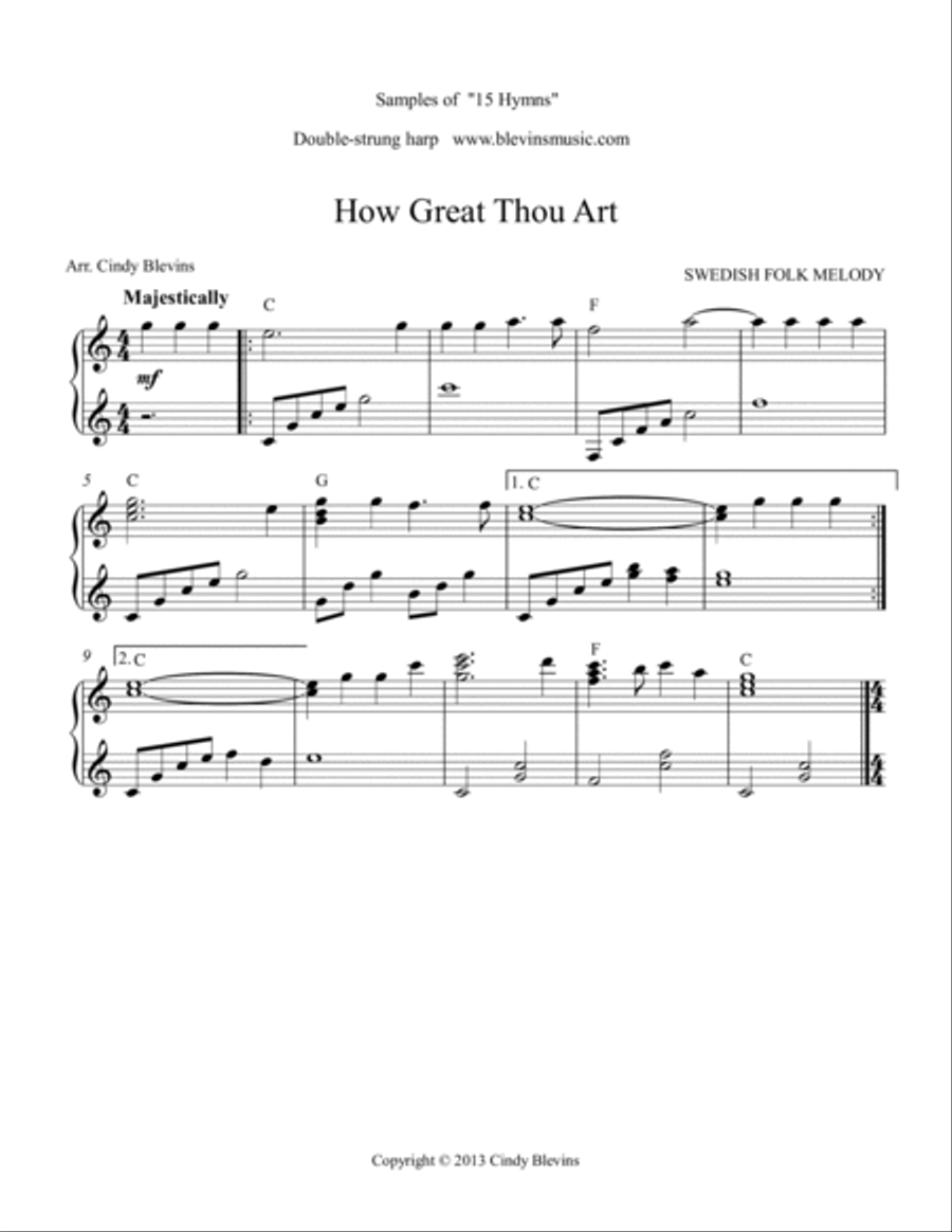 15 Hymns, for Double-Strung Harp Harp scores gallery preview page 4