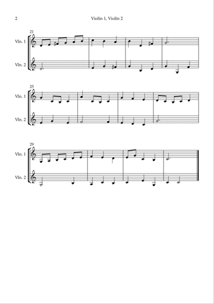 Minuet in G - Easy in C Key String Duet scores gallery preview page 2