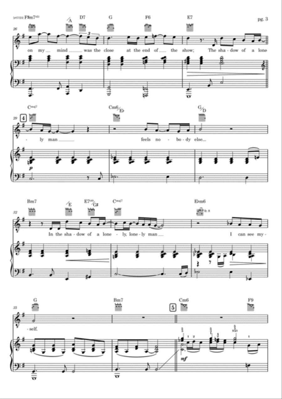 Shadow Of A Lonely Man Piano, Vocal, Guitar scores gallery preview page 3