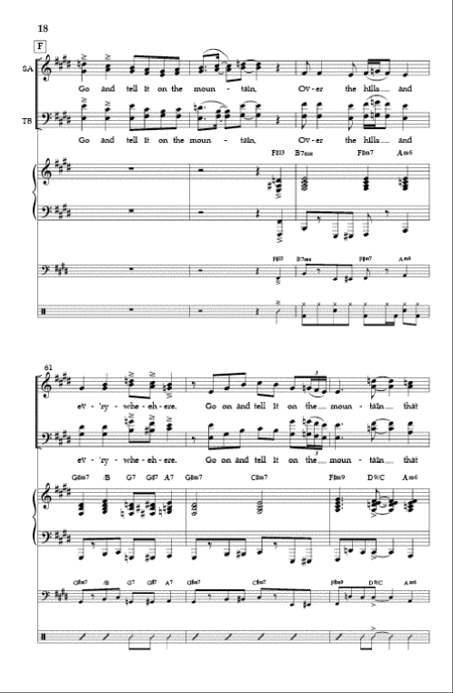 Go Tell It On the Mountain (SATB) 4-Part scores gallery preview page 17