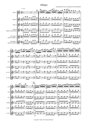 Allegro by Fiocco for Flute Quartet