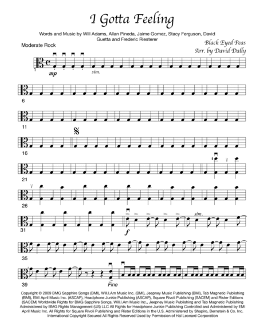 I Gotta Feeling String Quartet scores gallery preview page 5