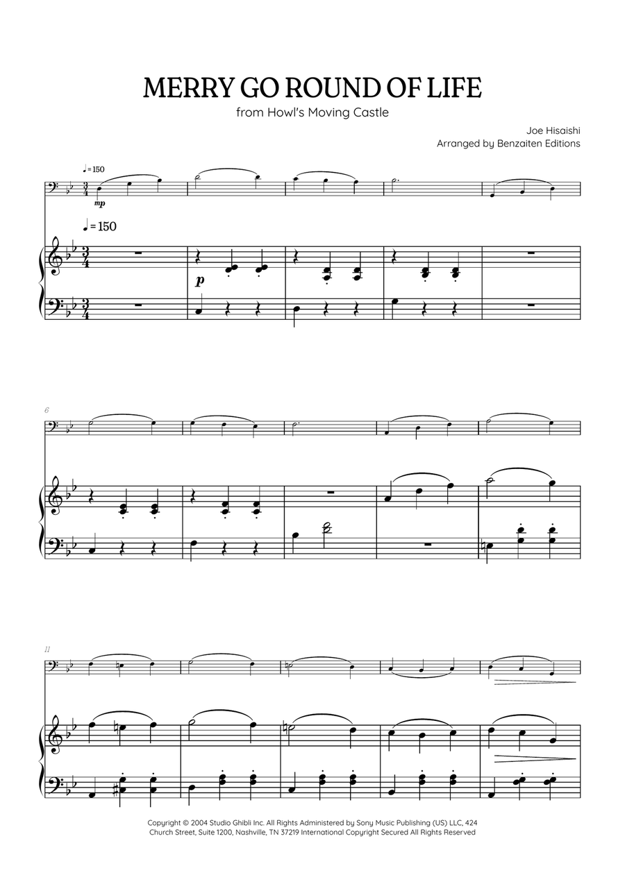 Merry-Go-Round Of Life Piano scores gallery preview page 1