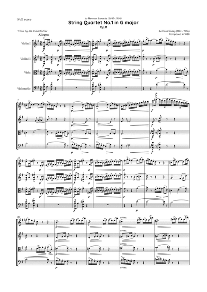 Arensky - String Quartet No.1 in G major, Op.11