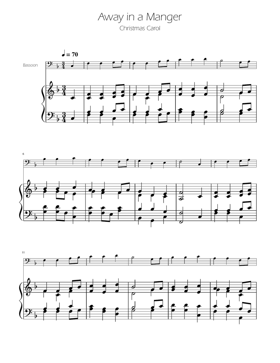 Away in a Manger - Bassoon Solo w/ Piano