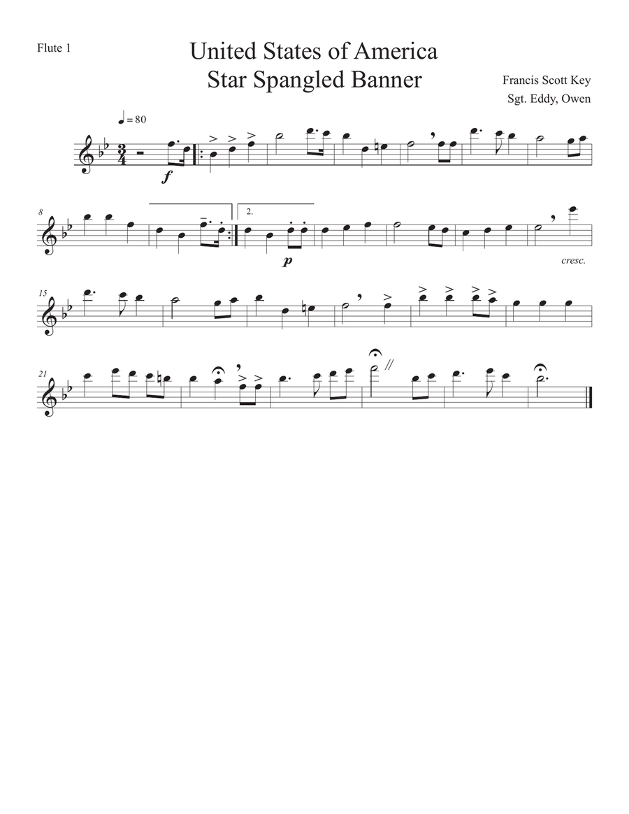 National Anthem Flute Solo scores gallery preview page 2