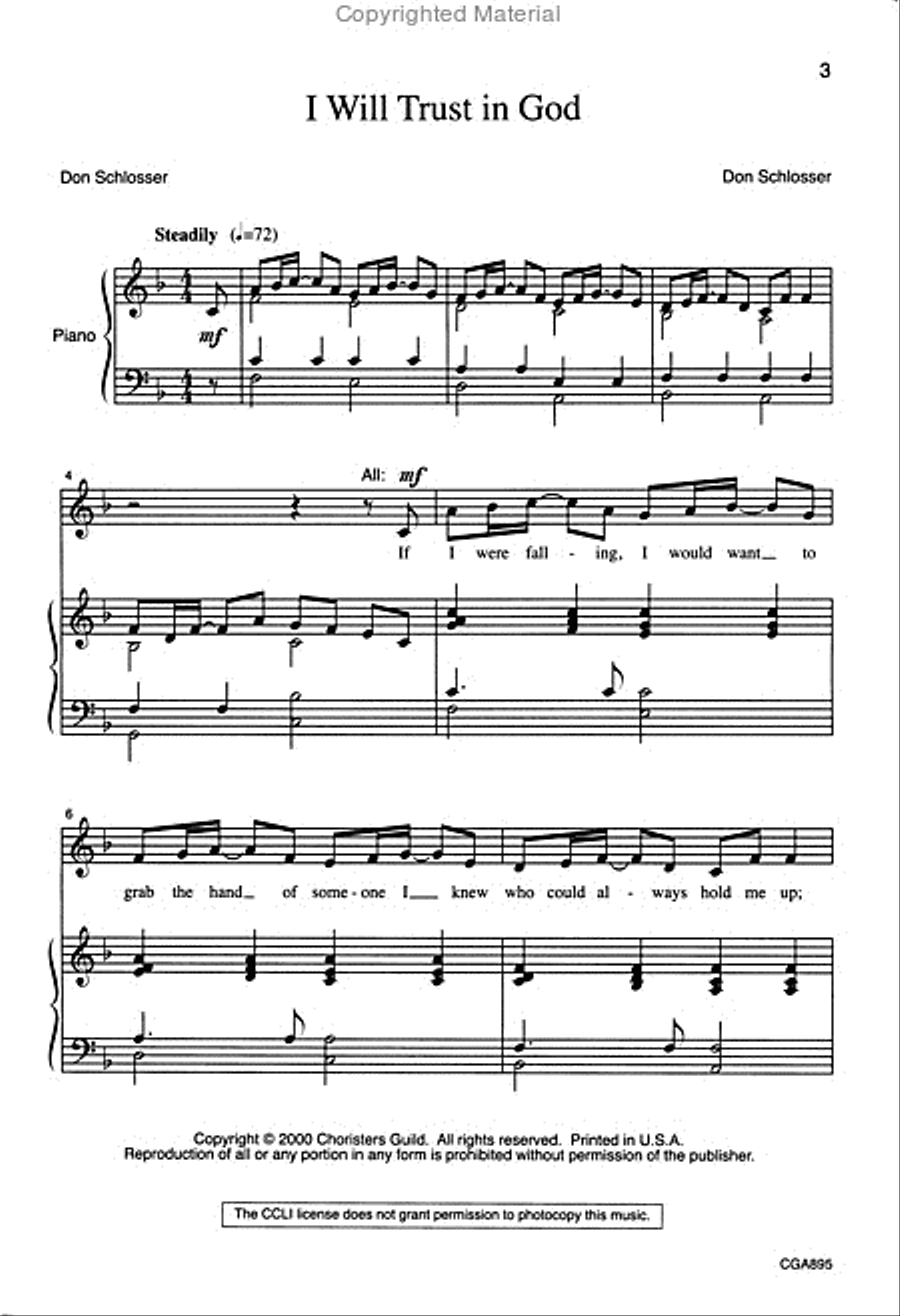 I Will Trust in God I Will Trust in God Unison Choir scores gallery preview page 2