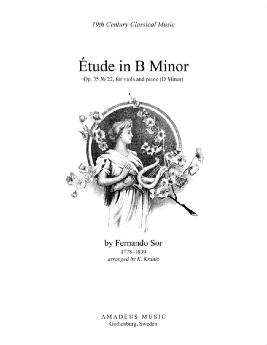 Étude (study) in D Minor Op. 35 No. 22 for viola and easy piano Viola scores gallery preview page 1