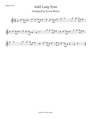 Auld Lang Syne (Easy key of C) Soprano Sax