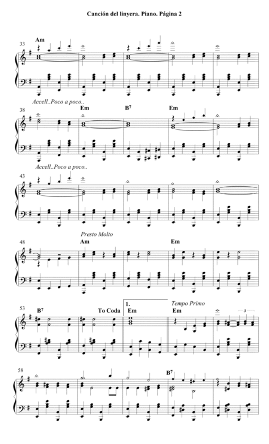 Canción del linyera - Fox trot por Ivo Pelay y Antonio Lozzi Piano Solo scores gallery preview page 2