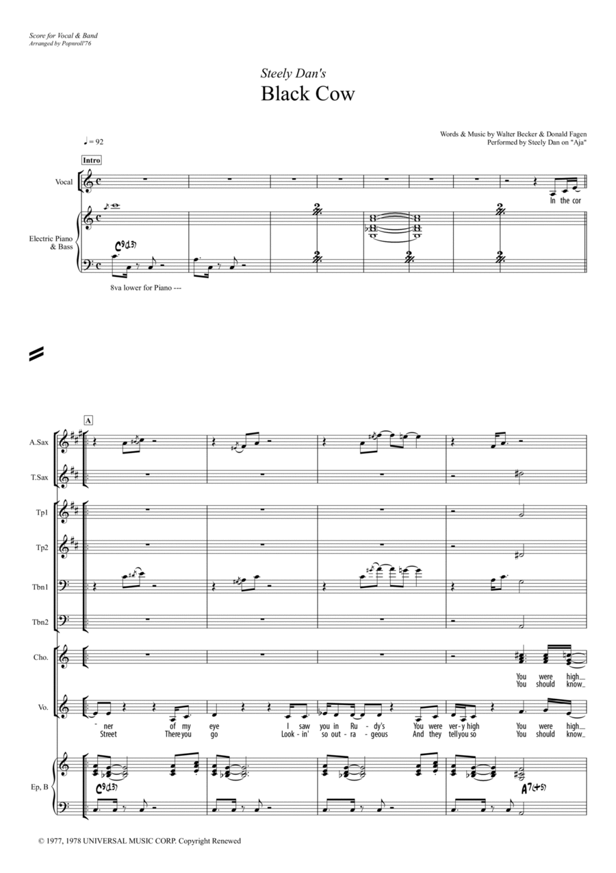 Black Cow Jazz Ensemble scores gallery preview page 1