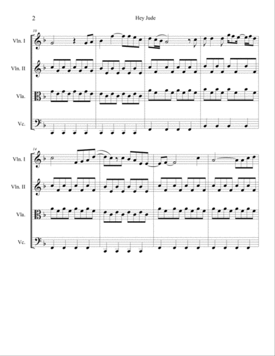 Hey Jude String Quartet scores gallery preview page 3
