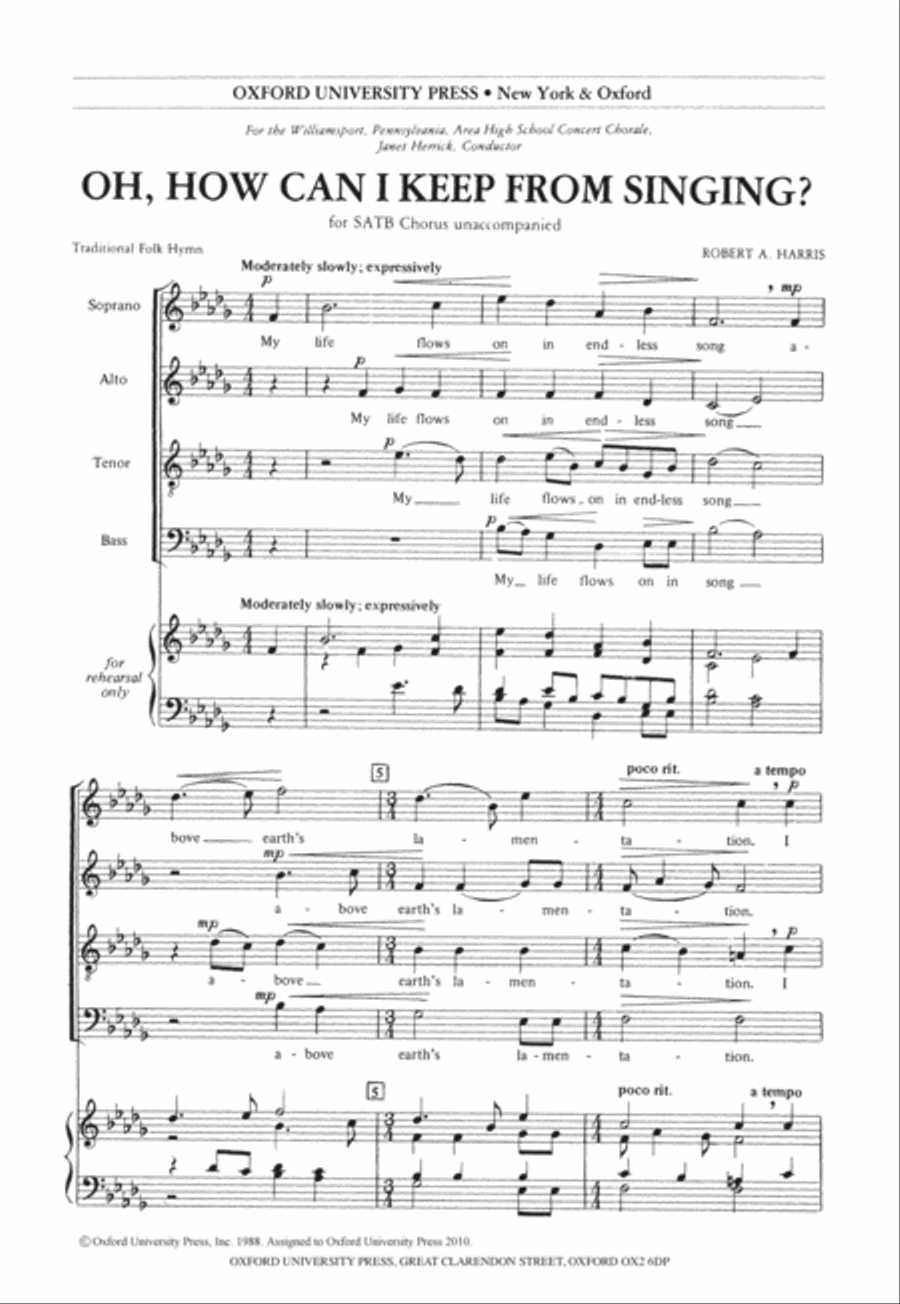 Oh, how can I keep from singing? 4-Part scores gallery preview page 1