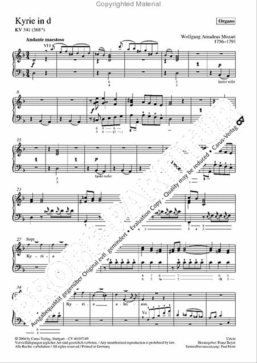 Kyrie in D minor Orchestra scores gallery preview page 2