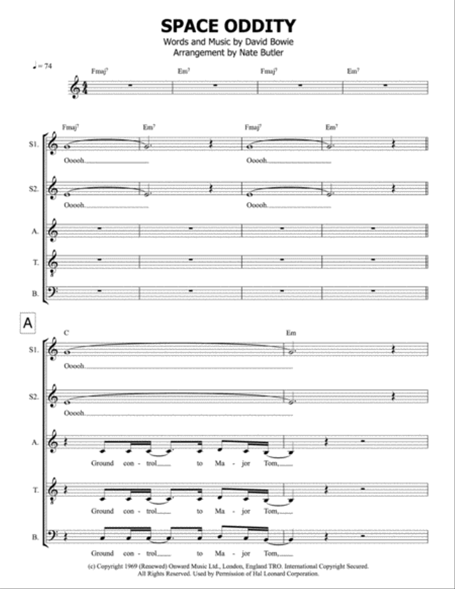 Space Oddity Voice Solo scores gallery preview page 1