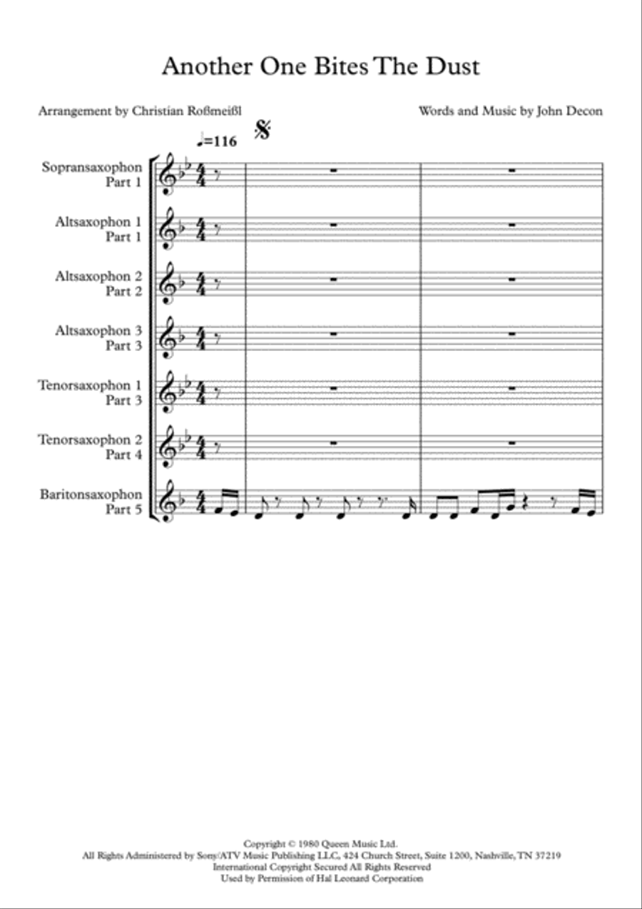 Another One Bites The Dust Woodwind Quintet scores gallery preview page 2