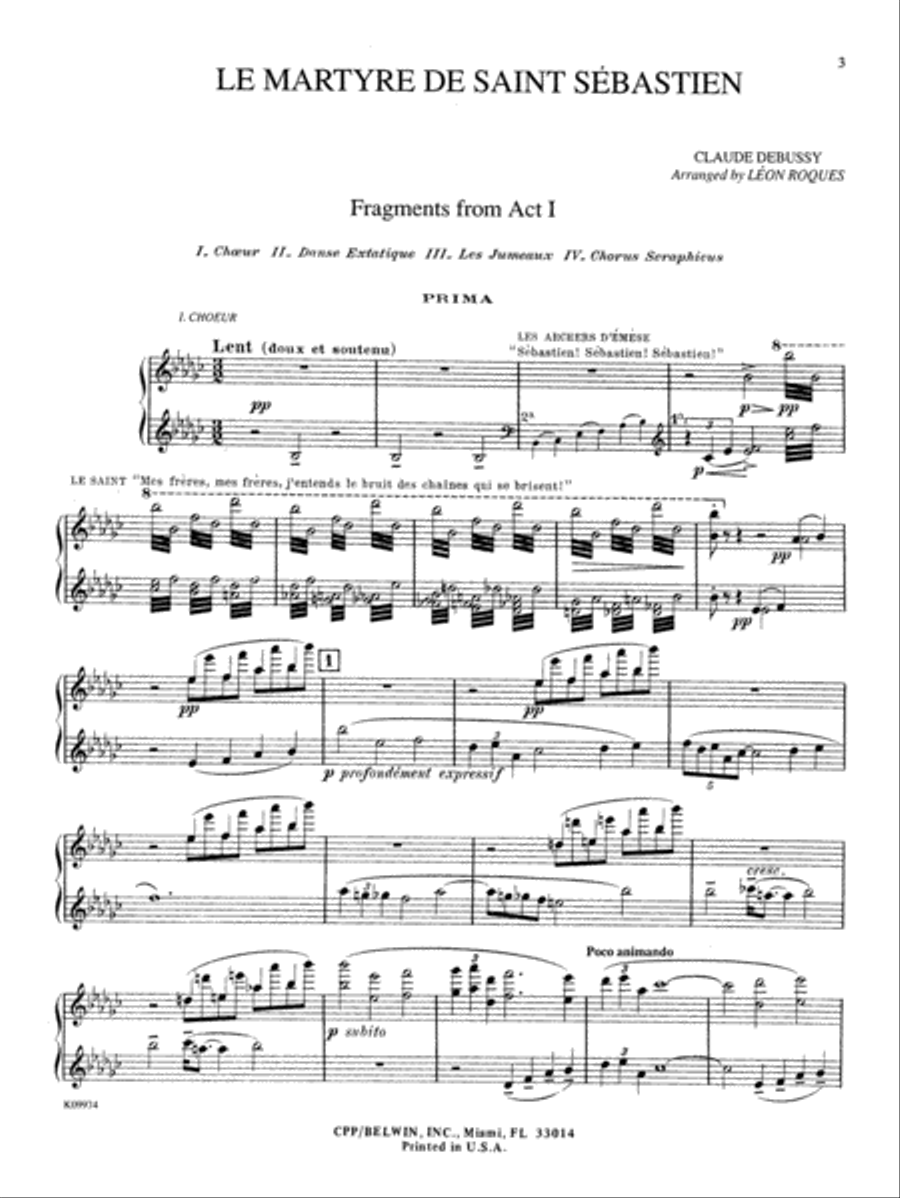 Debussy: Le Martyre de Saint Sébastien (Transcr. Roques) Piano Duet scores gallery preview page 2