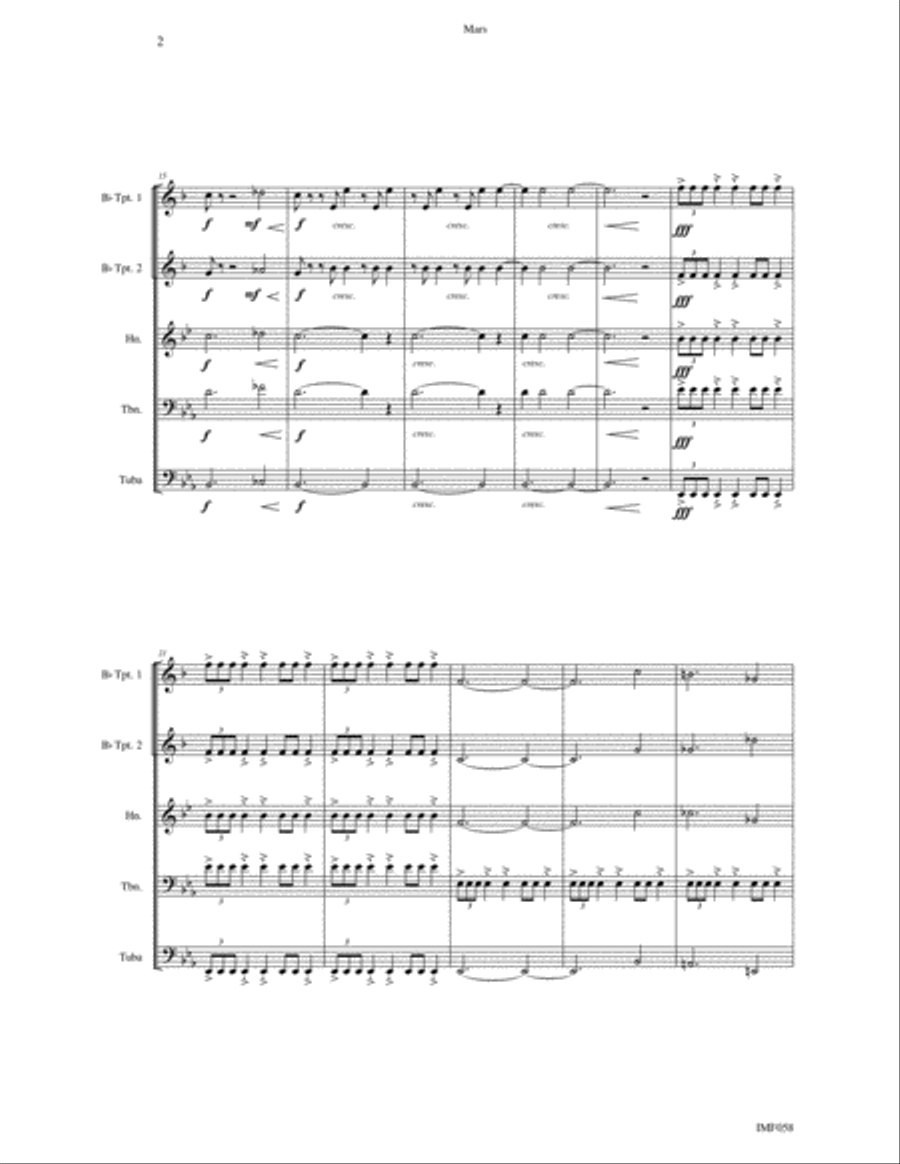 Mars, the Bringer of War Brass Quintet scores gallery preview page 3