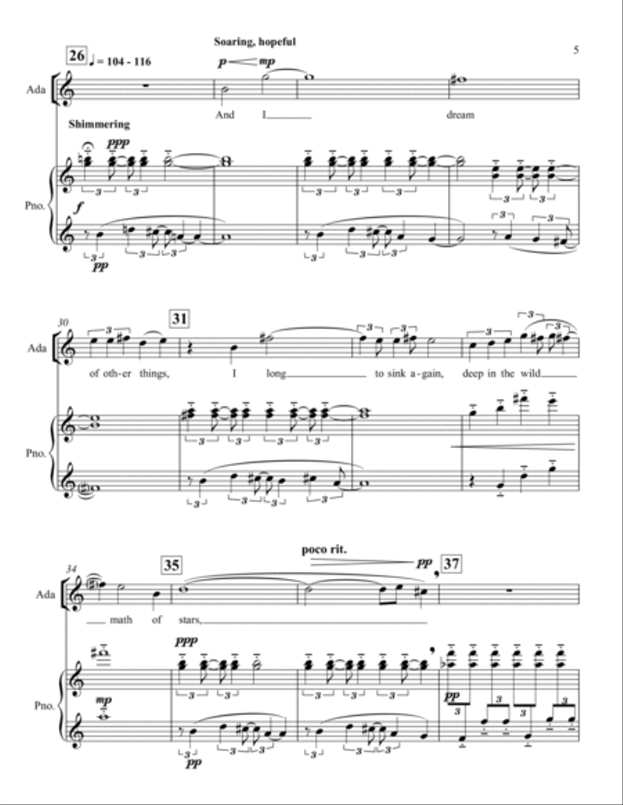 Enchantress of Numbers (aria for soprano with piano) Small Ensemble scores gallery preview page 5