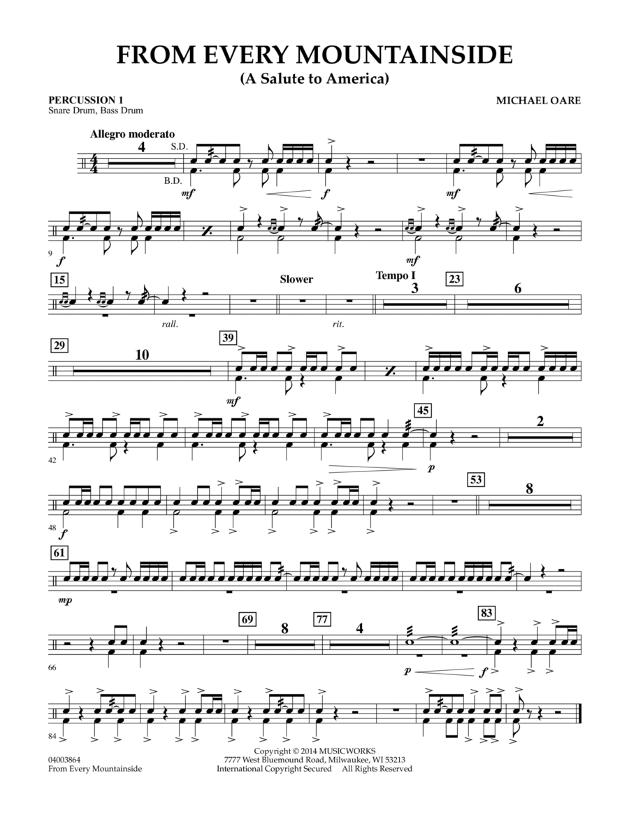 From Every Mountainside (A Salute to America) - Percussion 1 Concert Band scores gallery preview page 1