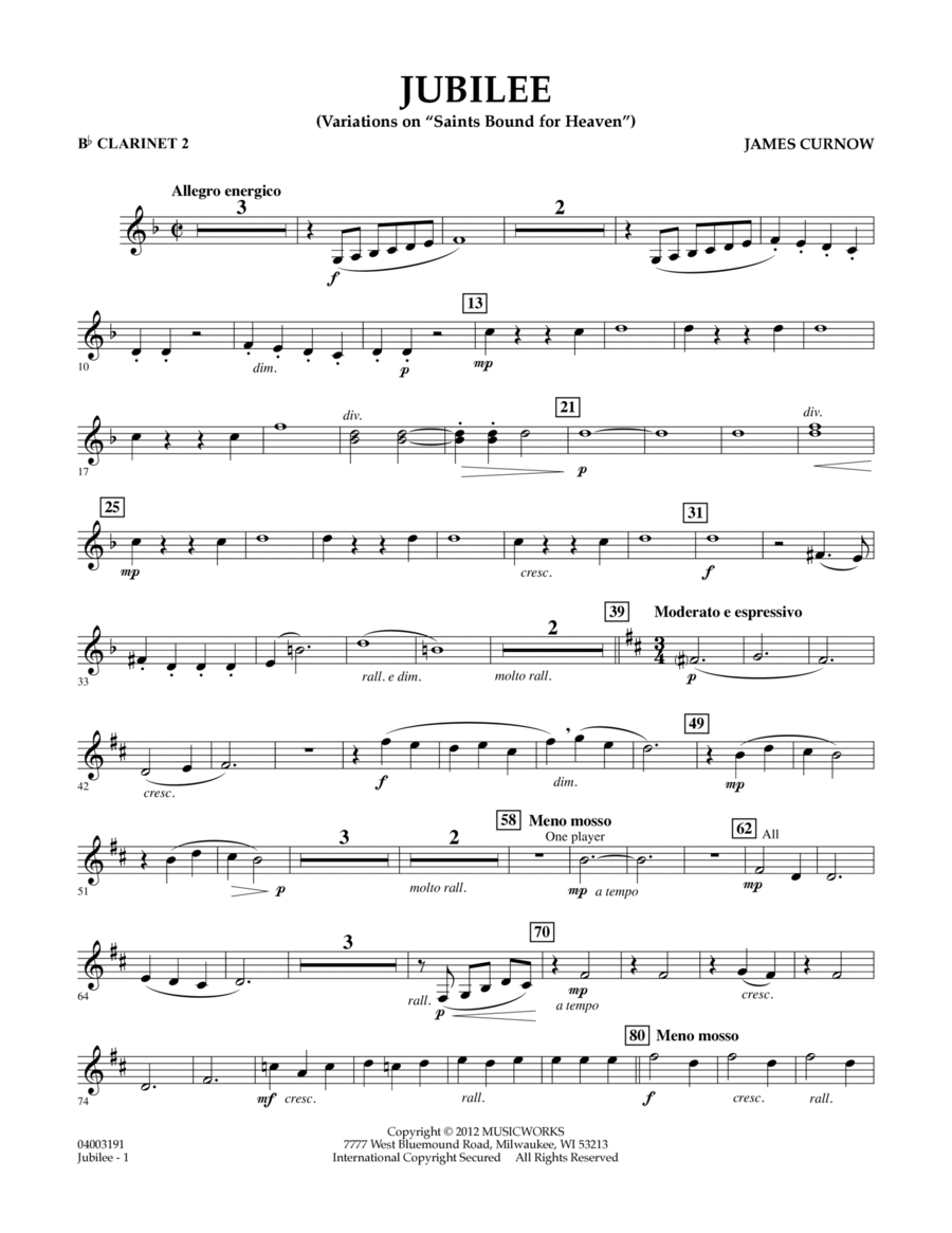 Jubilee (Variations On "Saints Bound for Heaven") - Bb Clarinet 2
