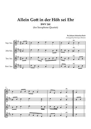 Bach's Choral - "Allein Gott in der Höh sei Ehr" (Saxophone Quartet)