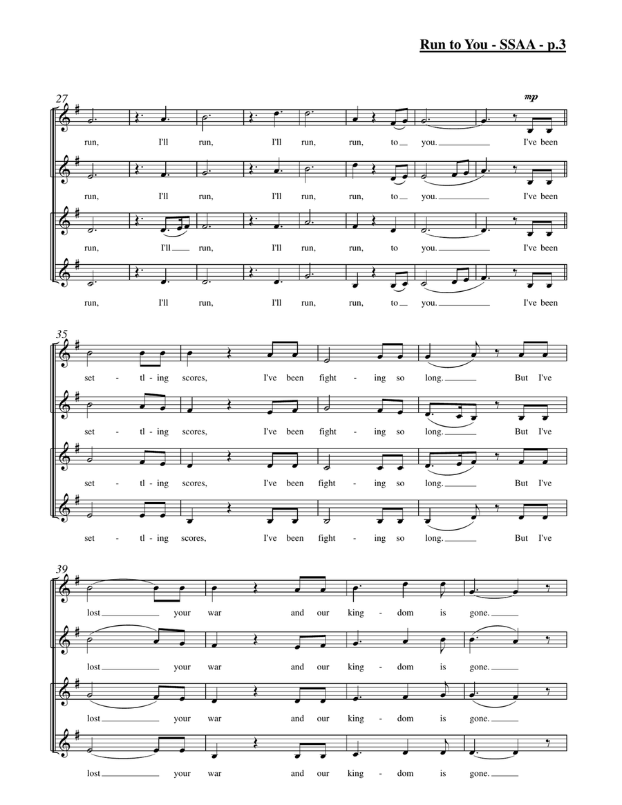 Run To You SSA scores gallery preview page 3