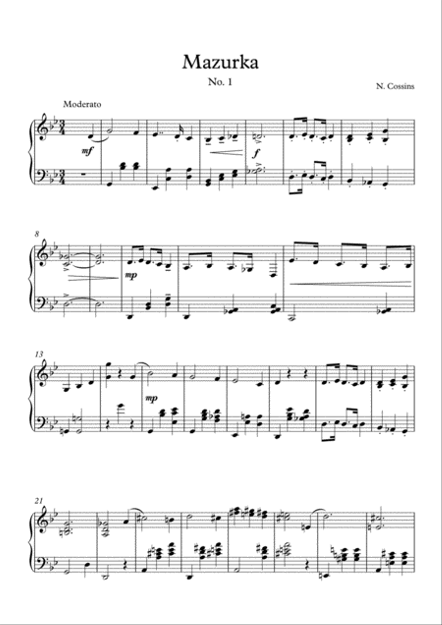Mazurka No. 1 - N. Cossins (Original Piano Composition) Piano Solo scores gallery preview page 2