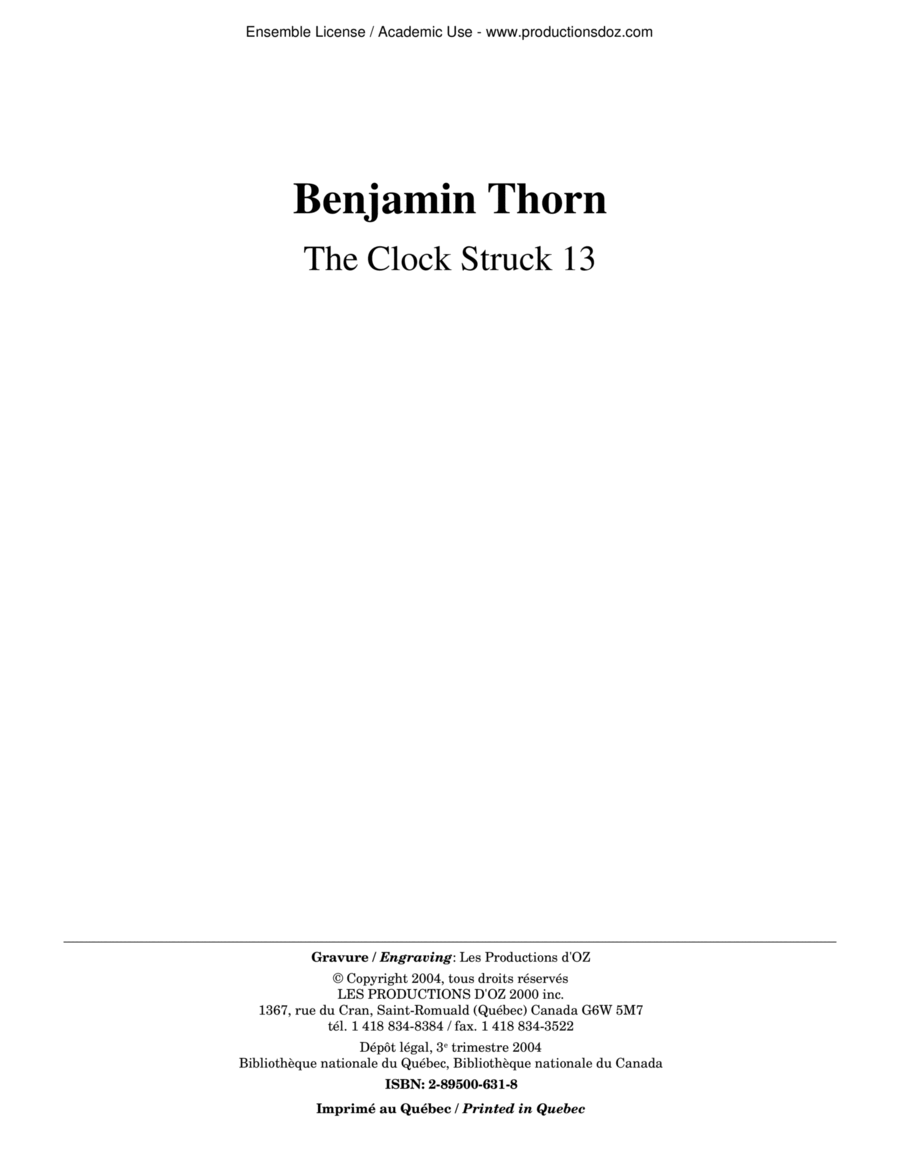 The Clock Struck 13 Classical Guitar scores gallery preview page 1