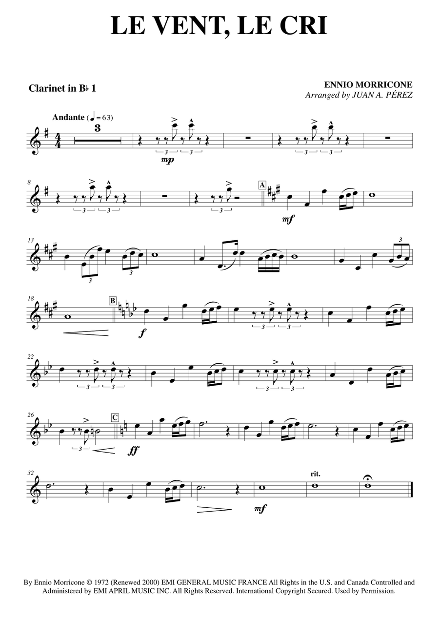 Le Vent, Le Cri Clarinet Quartet scores gallery preview page 6