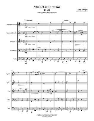 Book cover for Minuet in C minor for Brass Quintet