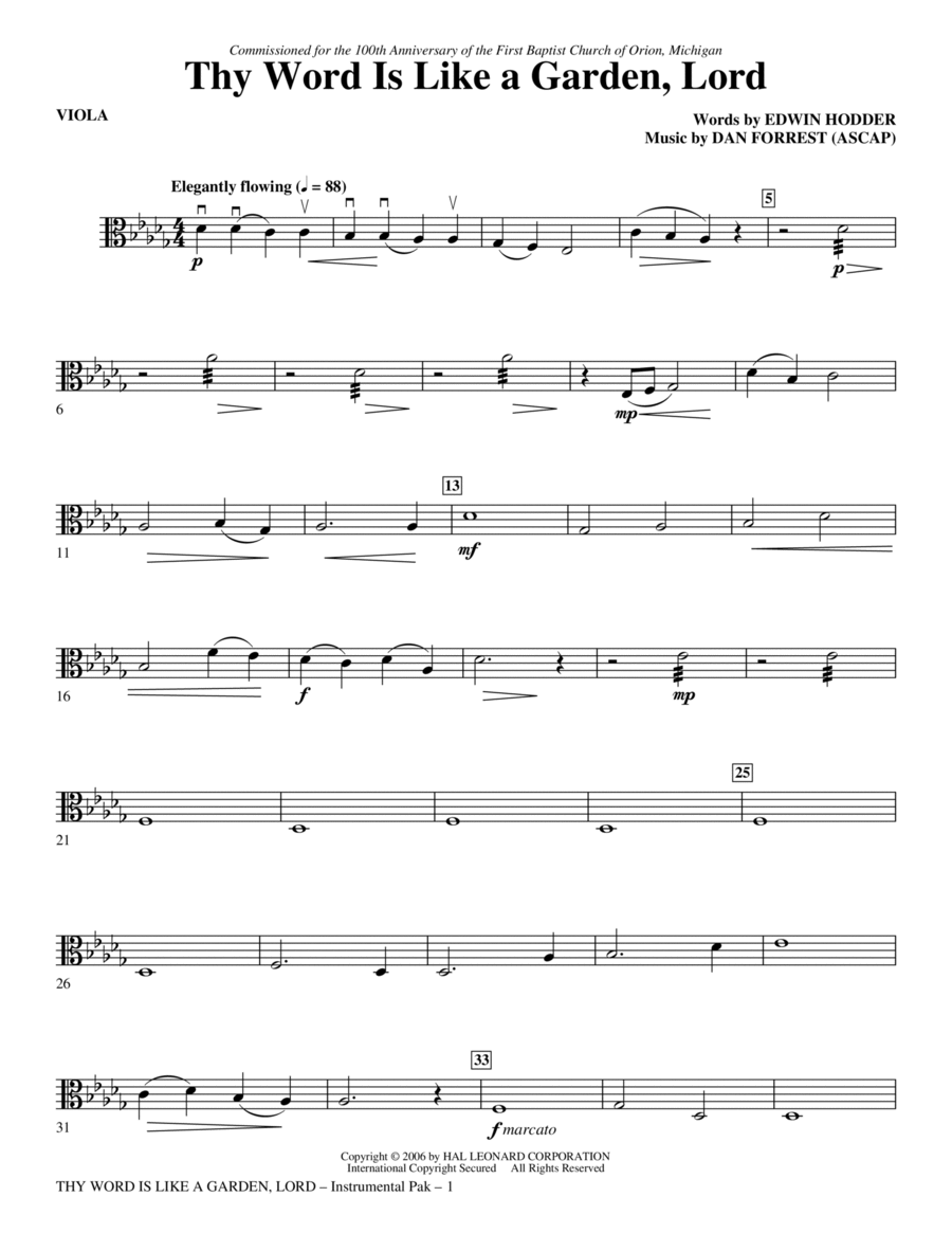 Thy Word Is Like A Garden, Lord - Viola Choir scores gallery preview page 1