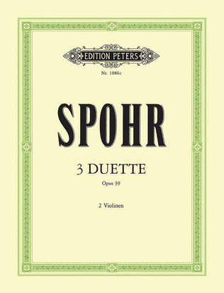 Book cover for 3 Duets Op. 39 for 2 Violins