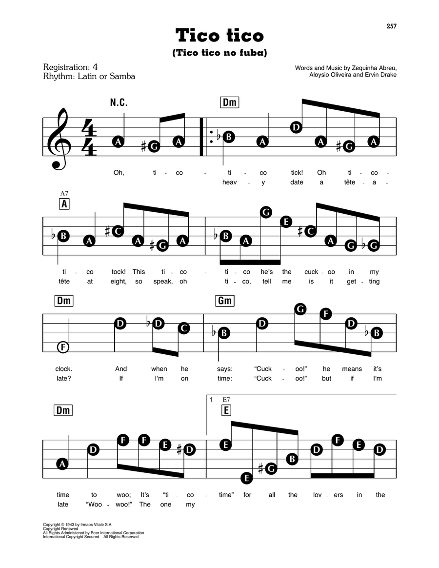 Tico Tico (Tico Tico No Fuba) Electronic Keyboard scores gallery preview page 1