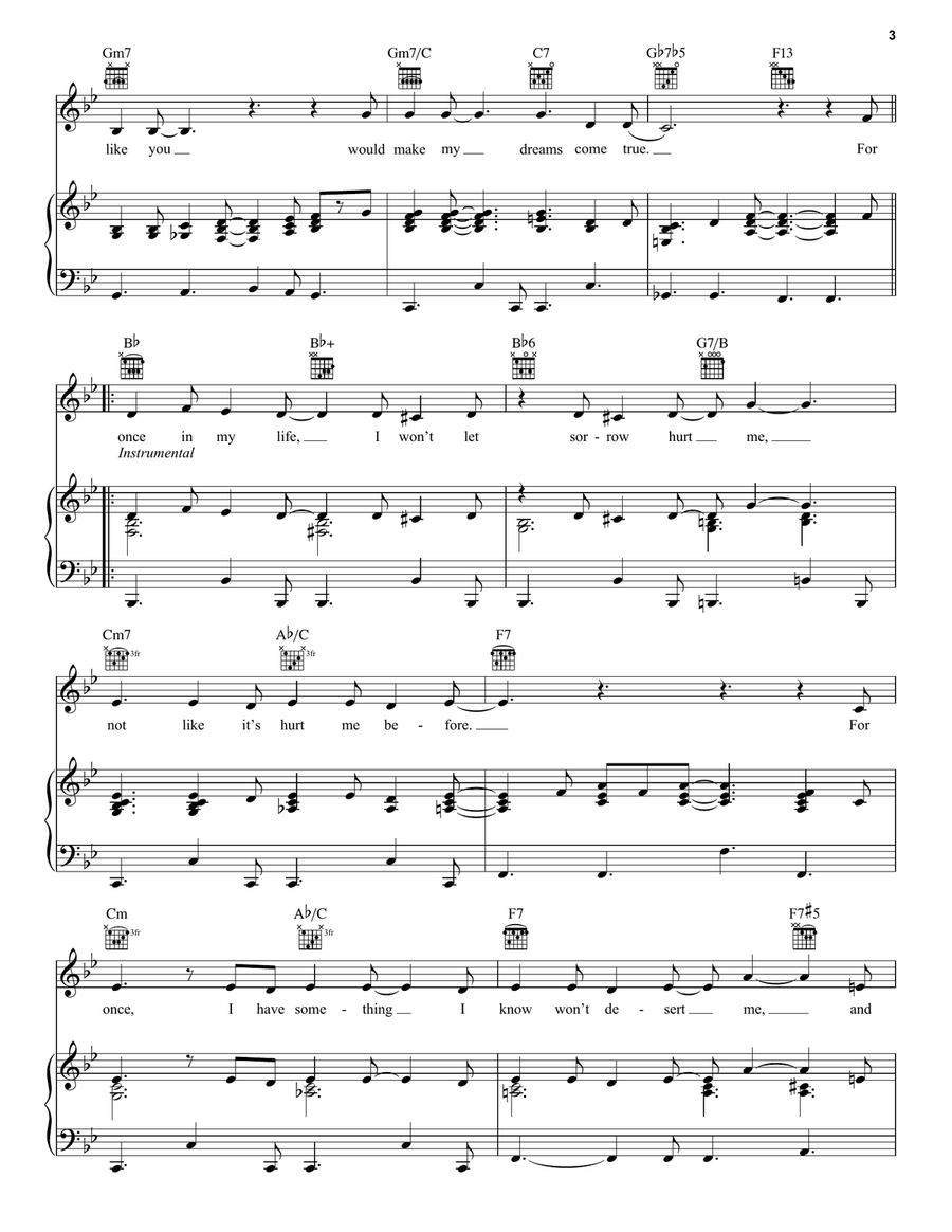 For Once In My Life Piano, Vocal, Guitar scores gallery preview page 3