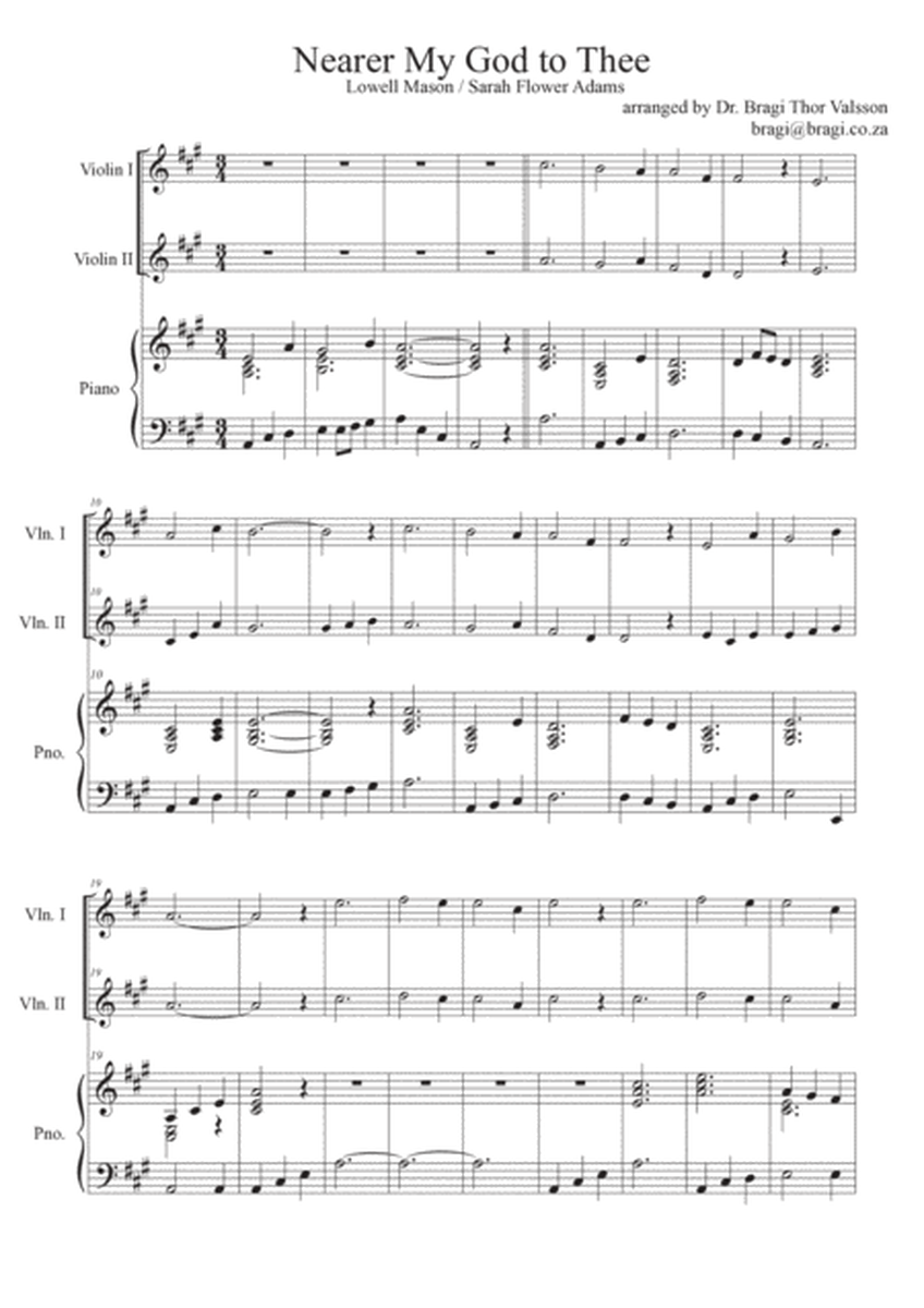 Nearer My God To Thee - Violin duet with Piano accompaniment image number null