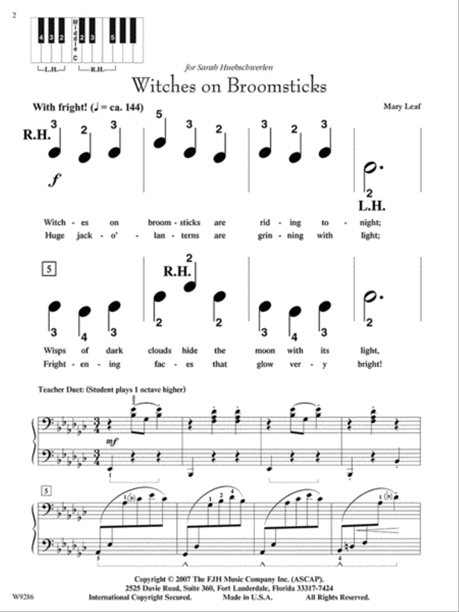 Witches on Broomsticks Easy Piano scores gallery preview page 3