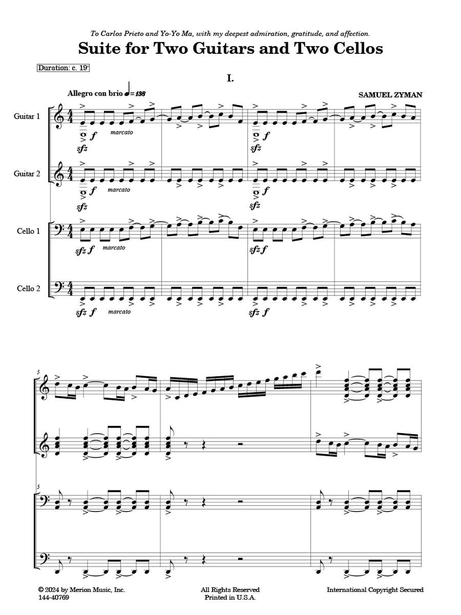 Suite for Two Guitars and Two Cellos Chamber Music scores gallery preview page 2