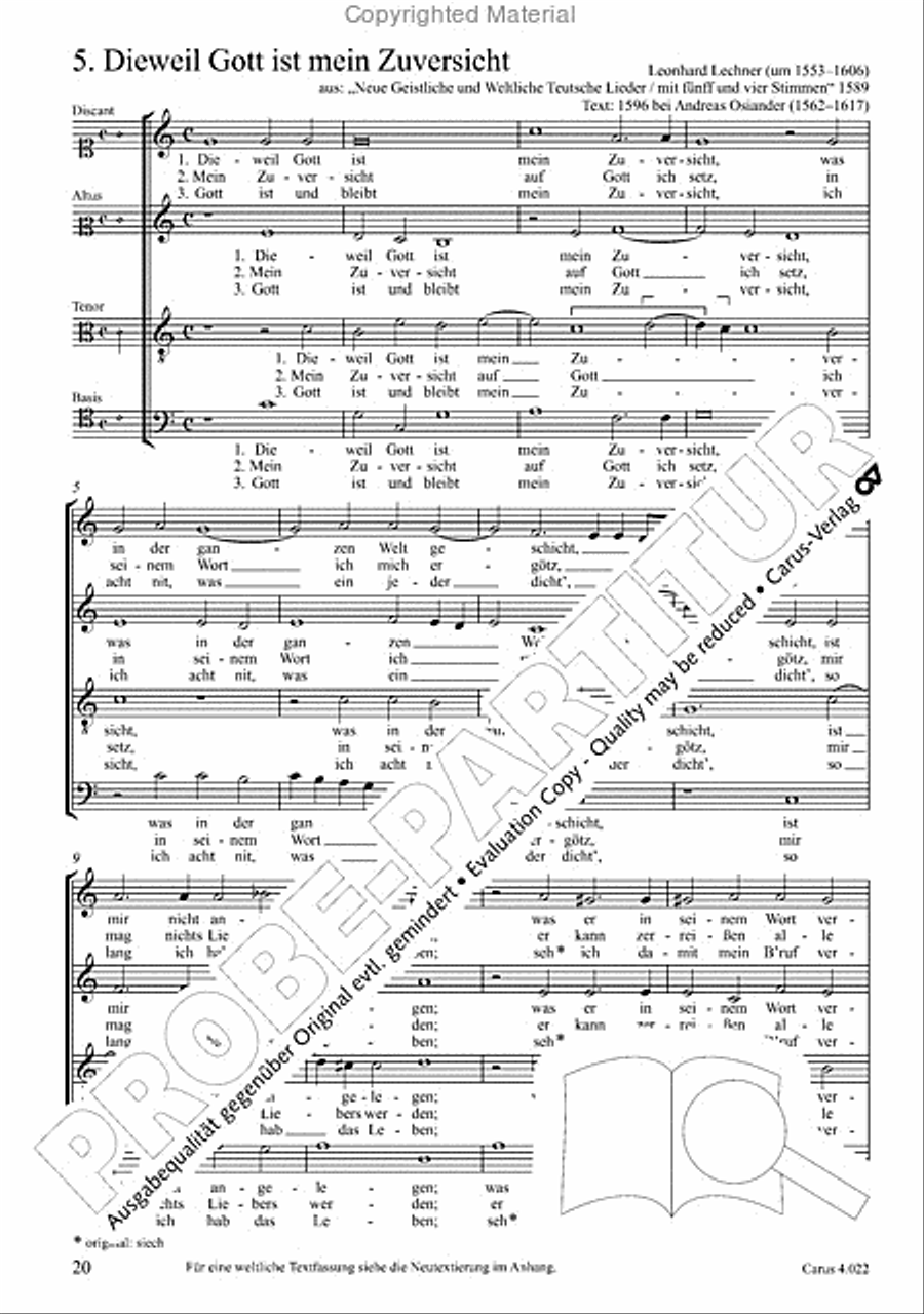 Lechner: Dieweil Gott ist mein Zuversicht (mit Neutextierung) Score scores gallery preview page 2