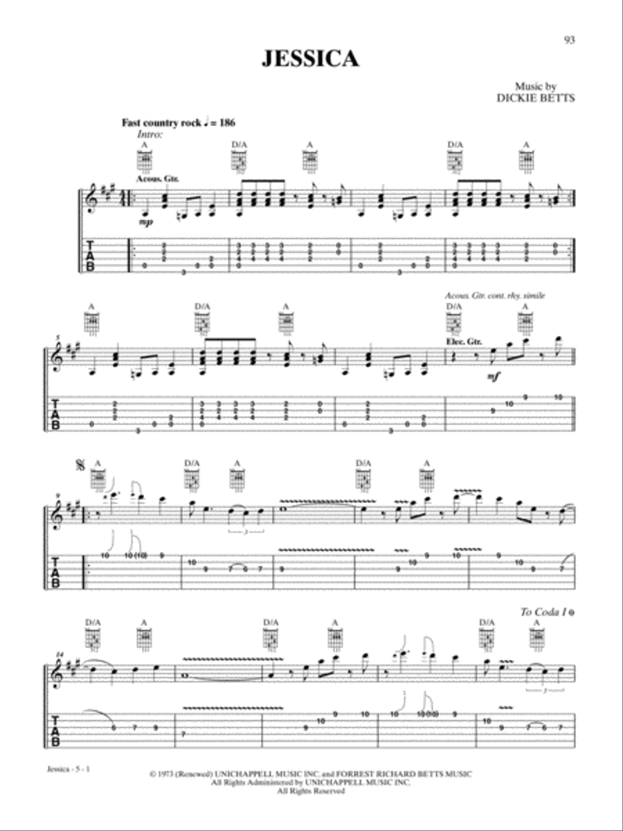 Jessica Guitar Tablature scores gallery preview page 1
