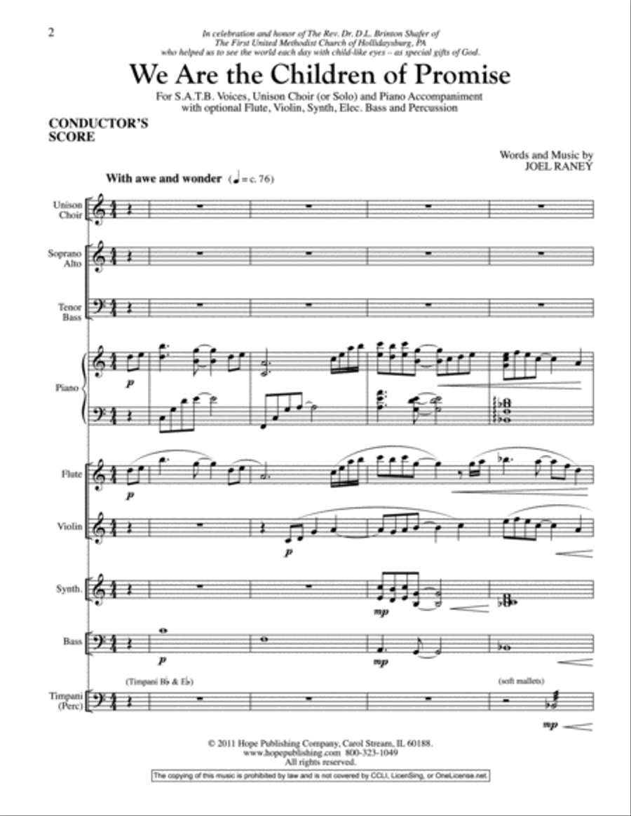 We Are the Children of Promise Unison Choir scores gallery preview page 2