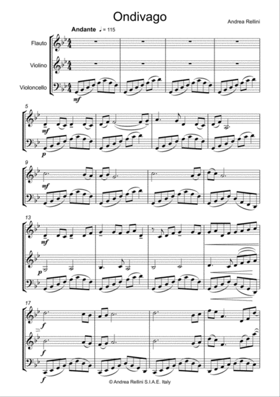Ondivago (Trio: flute, violin, cello) Small Ensemble scores gallery preview page 2
