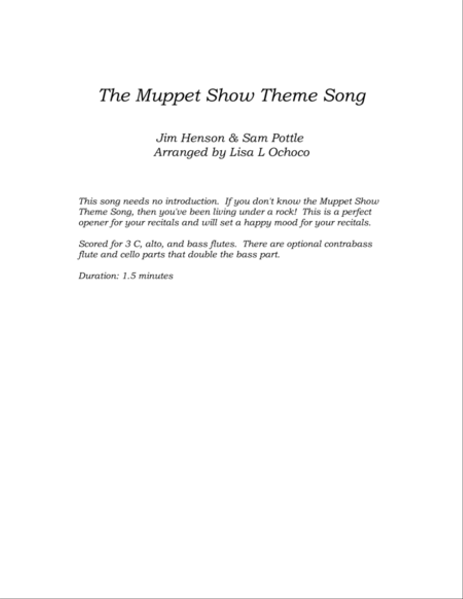 The Muppet Show Theme Flute Choir scores gallery preview page 5
